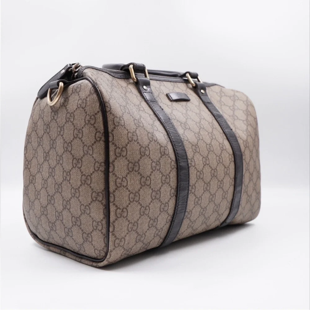 Gucci- Authentic 🍀 GG Joy Monogram Tan and Black Large Boston Bag - Picture 5 of 15